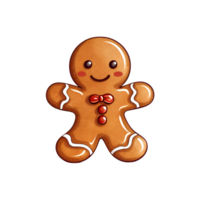 AI generated Cartoon Style Gingerbread Man Cookie Christmas Cookie Man Illustration No Background Perfect for Print on Demand Merchandise AI Generative png