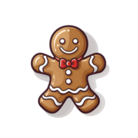 AI generated Cartoon Style Gingerbread Man Cookie Christmas Cookie Man Illustration No Background Perfect for Print on Demand Merchandise AI Generative png