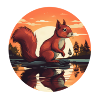 AI generated Cartoon Style Red Squirrel Illustration Painting Drawing Artistic Style Logo No Background Perfect for Print on Demand Merchandise AI Generative png