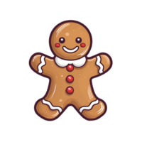 AI generated Cartoon Style Gingerbread Man Cookie Christmas Cookie Man Illustration No Background Perfect for Print on Demand Merchandise AI Generative png
