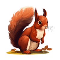 AI generated Cartoon Style Red Squirrel Illustration Painting Drawing Artistic Style Logo No Background Perfect for Print on Demand Merchandise AI Generative png