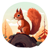 AI generated Cartoon Style Red Squirrel Illustration Painting Drawing Artistic Style Logo No Background Perfect for Print on Demand Merchandise AI Generative png