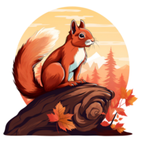 AI generated Cartoon Style Red Squirrel Illustration Painting Drawing Artistic Style Logo No Background Perfect for Print on Demand Merchandise AI Generative png
