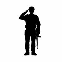 saludo silueta vector ilustración. militar saludo gráfico recursos para icono, símbolo, o signo. el respeto soldado silueta para militar, ejército, seguridad, guerra o defensa