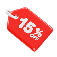 15 per cento via sconto vendita icona 3d rendere illustrazione png