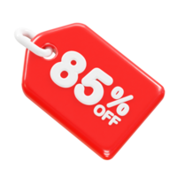 85 percent off discount sale icon 3d render illustration png