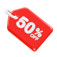 50 percent off discount sale icon 3d render illustration png