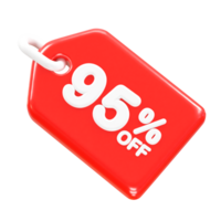 95 percent off discount sale icon 3d render illustration png