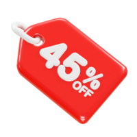 45 percent off discount sale icon 3d render illustration png