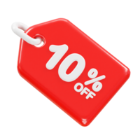 10 percent off discount sale icon 3d render illustration png