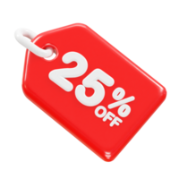 25 percent off discount sale icon 3d render illustration png