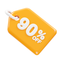 90 percent off discount sale icon 3d render illustration png