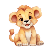 AI generated Lion Watercolor Illustration on Isolated Background.Created with Generative AI technology. png