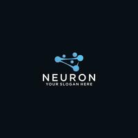 neurona cerebro logo icono con puntos concepto. vector