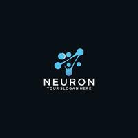 neurona cerebro logo icono con puntos concepto. vector