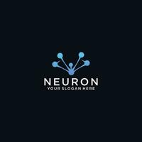 neurona cerebro logo icono con puntos concepto. vector