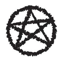 Vector illustration of a black pentagram in a circle, drawn with a brush. Isolated on white background. Hand drawn symbol. Evil. Occultism.