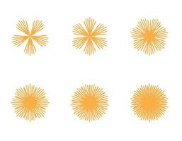 Golden sun rays on a white background. Doodle illustration of the sun. vector