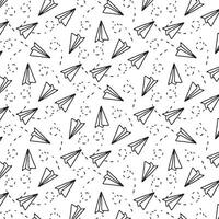 Paper airplane pattern in doodle style, vector graphics, line drawn by hand. Creative design textile, wrapping paper, wallpaper vector texture