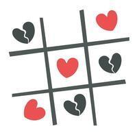 game tic tac toe hearts for valentine's day vector