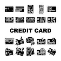 crédito tarjeta banco pago íconos conjunto vector