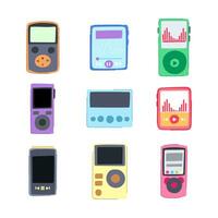 mp3 player set cartoon vector illustration