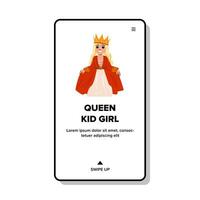 crown queen kid girl vector