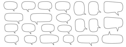 Speech bubble, speech balloon, chat bubble line art vector icon for apps and websites. Set of hand drawn speech bubbles.