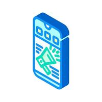 mobile marketing social media isometric icon vector illustration