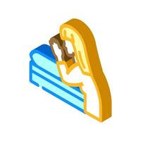 bedtime prayer sleep night isometric icon vector illustration