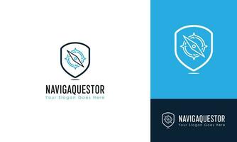 Navigation compass logo vector template - with compass and location them
