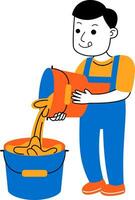 young man house cleaner vector illustration