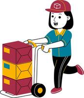 young woman courier vector illustratio