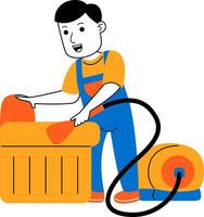 joven hombre casa limpiador vector ilustración