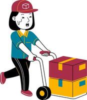 young woman courier vector illustratio