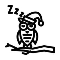 soñoliento búho dormir noche línea icono vector ilustración