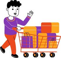 young man shopper vector illustration