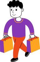 young man shopper vector illustration