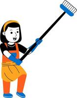 young woman house cleaner vector illustration