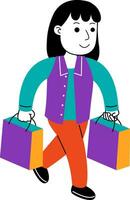 young woman shopper vector illustration