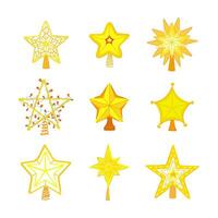 christmas star set cartoon vector illustration