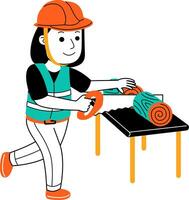 young woman builder vector illustration