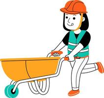 young woman builder vector illustration