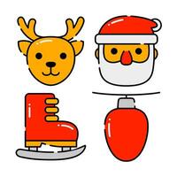 christmas objects vector illustrations set