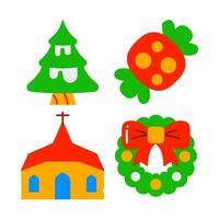 christmas objects vector illustrations set