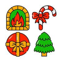 christmas objects vector illustrations set