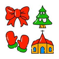 christmas objects vector illustrations set