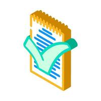 notepad check mark isometric icon vector illustration