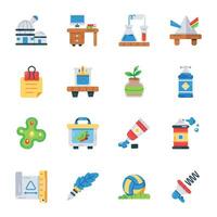 Pack of Science Knowledge Flat Icons vector