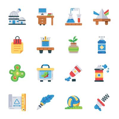 Pack of Science Knowledge Flat Icons